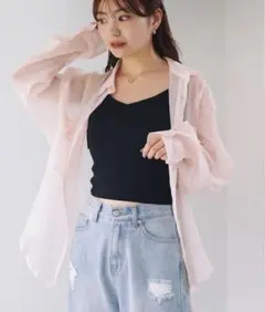 kastane オーガンジークレープシャツ　Lサイズ