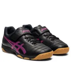 アシックス ブラック ピンク フットサル インドアシューズ マジックテープ