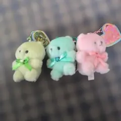 パステルカラー ベア ぬいぐるみ マスコット 3種セット