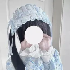 ロリータ　白　水色　コットン　レース　ヘッドドレス　天使界隈　可愛い　コスプレ