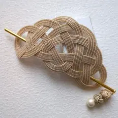 水引の髪留め　松結びとあわじ玉のマジェステ　水引アクセサリー