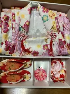 七五三 着物セット 赤とピンク 花柄