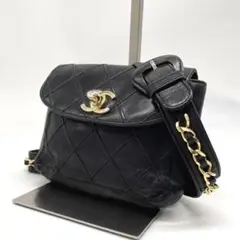 シャネル CHANEL ウエストポーチ ボディバッグ ビコローレ マトラッセ 黒