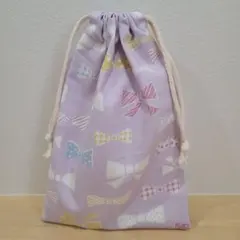 No.663　ハンドメイド　コップ袋　給食袋　巾着　ストライプ