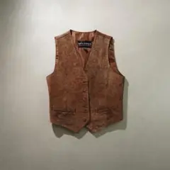 WILSONS leather 総柄スエードレザーベスト 地図 本革/AZ63