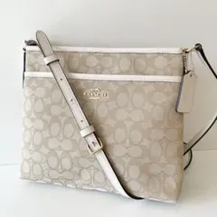 【新品】COACH ショルダーバッグ ファイルバッグ 薄型 ジャガード