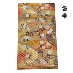 袋帯 正絹 雪輪花蝶模様 蝶 梅 菊 藤 六通柄 振袖 シルバー - メルカリ