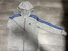 【adidas】アディダス キッズ ジップアップパーカーグレー×ブルー