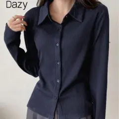 Dazy ネイビー リブポロシャツ　ロンT