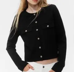 H&M ノーカラージャケット／カーディガン黒M