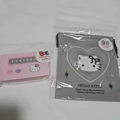 HELLO KITTY 3COINS ポケベル風ケース入りメモ　巾着　ブラックのサムネイル