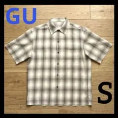 GU オンブレチェック 半袖シャツ　ポリエステル レーヨン　オープンシャツのサムネイル
