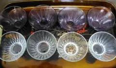 昭和レトロ　ガラス食器　2種類　8客セットのサムネイル