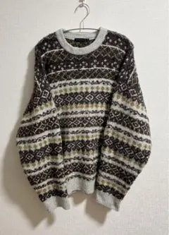 【期間限定セール中】 古着 ニコアンド ニット セーター レトロ 総柄 幾何学柄