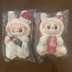 ラフフCoca-Cola サンタ帽ウサギぬいぐるみ 2体セット
