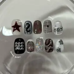 【20】ネイルチップ/韓国/ニュアンス/星/リボン/マグネット/うるうる/