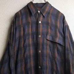 レトロ 古着 シャツ 柄シャツ ガラシャツ 総柄 チェック デザインシャツ 長袖