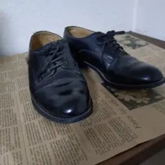 黒 レザー レースアップシューズ
