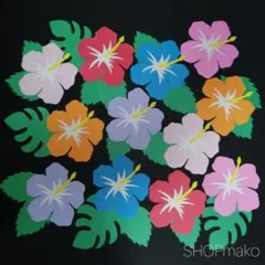 ハイビスカス 壁面飾り #ＳＨＯＰmako 壁飾り #季節の飾り　ミックス12枚のサムネイル
