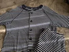 無印　ネイビーとホワイトのストライプパジャマ 140-150
