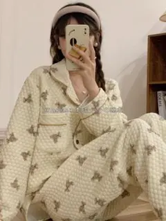 【新品】パジャマ 厚手 韓国風 上下セット 部屋着 ルームウェア