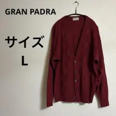 GRAN PADRE チェック柄カーディガン ボルドー 赤 Lサイズ