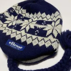 激レア 日本製 90s ellesse 耳当て付き ニット帽 ビーニーのサムネイル