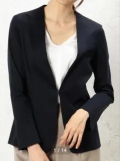 green label relaxing ノーカラージャケット ネイビー