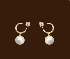 ゴールド パールイヤリング 無穴 レディース 揺れる 高見え 上品 気質系