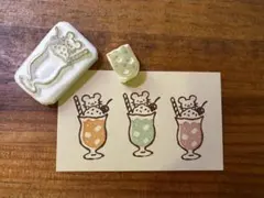 消しゴムはんこ【ねずみとクリームソーダ♪】
