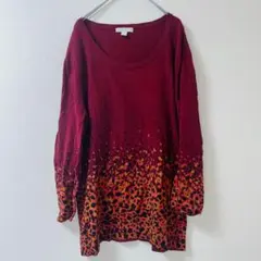 ニューヨーク＆カンパニー 大きいサイズ XL チュニック ヒョウ柄 ボルドー