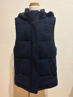 LACOSTE フード付きダウンベスト 36 ネイビー