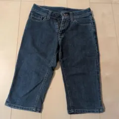 デニム ハーフパンツ 膝丈