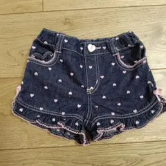 【美品】メゾピアノ　デニムパンツ　ハート刺繍　90