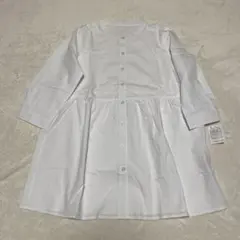 新品セシール　ホワイト ノーカラーフレアシャツ 九分袖　3 L