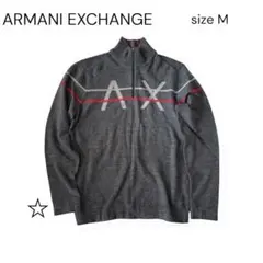 アルマーニエクスチェンジ ハーフジップ ロゴニット グレー M ウール100%