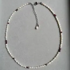 淡水パール　ガーネット　ネックレス