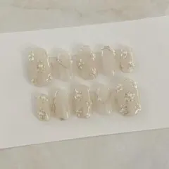 No.57【現品】ネイルチップ♥︎フラワー　ミラー　ニュアンス　ブライダル