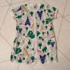 プチバトー　プリントショートロンパース　パリ　6m67cm