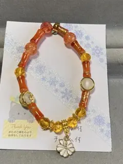 ハンドメイド オレンジ系 ブレスレット