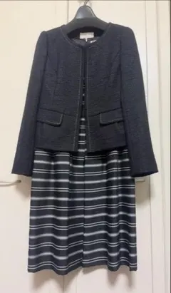 any sisネイビー ストライプドレスとジャケットセット 入学式、参観日、会食