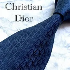 【クリスチャンディオール】ネクタイ　トロッター　オブリーク　紺 シルク100% DIOR | ネクタイ センター ディオール オブリーク シルク