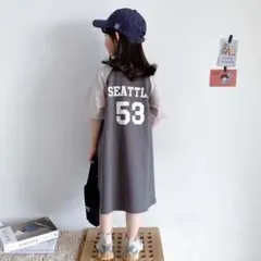 韓国子ども服　半袖ワンピース 120センチ　キッズ　ロゴ