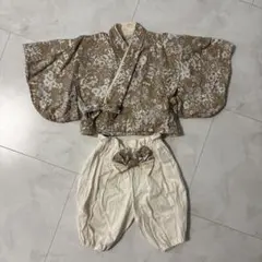 ベビー袴　70〜80センチ　【即日配送】ハンドメイド　お食い初め　ベージュ　花柄