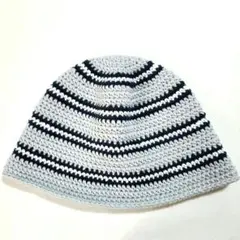 クラッシャーハット　クロシェハット　バケットハット　ニット帽　ボーダー