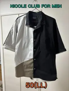 【ジーオン様専用】美品NICOLE CLUB パネル切り替え半袖シャツ 50
