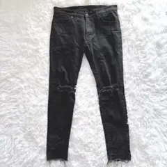 【エドウィン】ストレッチデニム　スキニーデニム ダメージ加工　黒　サイズL
