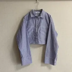 極美品★ ビックポケットクロップドシャツ　ストライプ