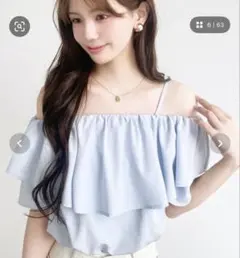2WAYオフショル無地&チェック半袖フリルブラウス オフホワイト