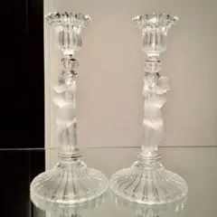極希少☆極美品 オールドバカラ 子供☆エンジェル 燭台キャンドルスタンド ペア